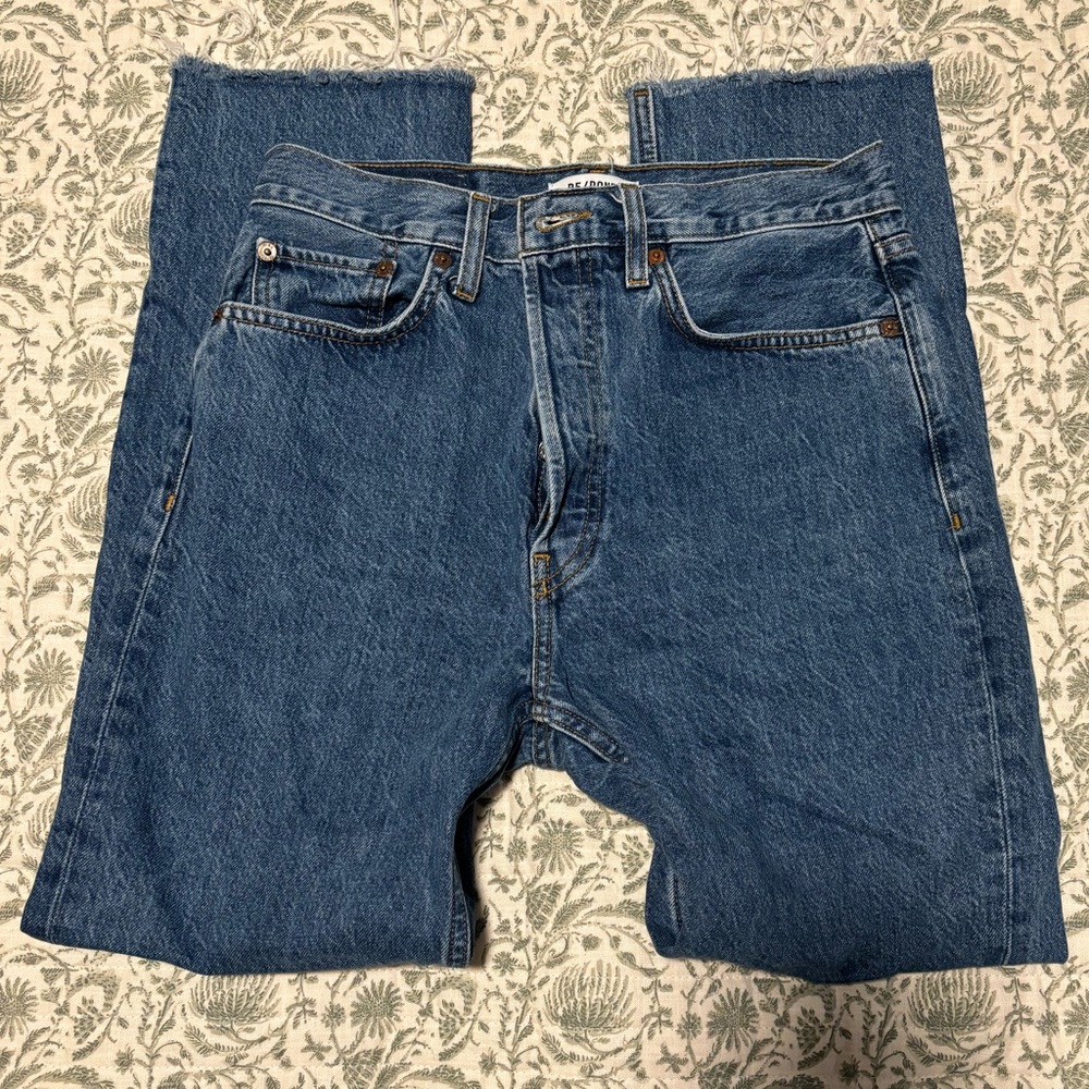 Re/Done High Rise Stove Pipe Jeans